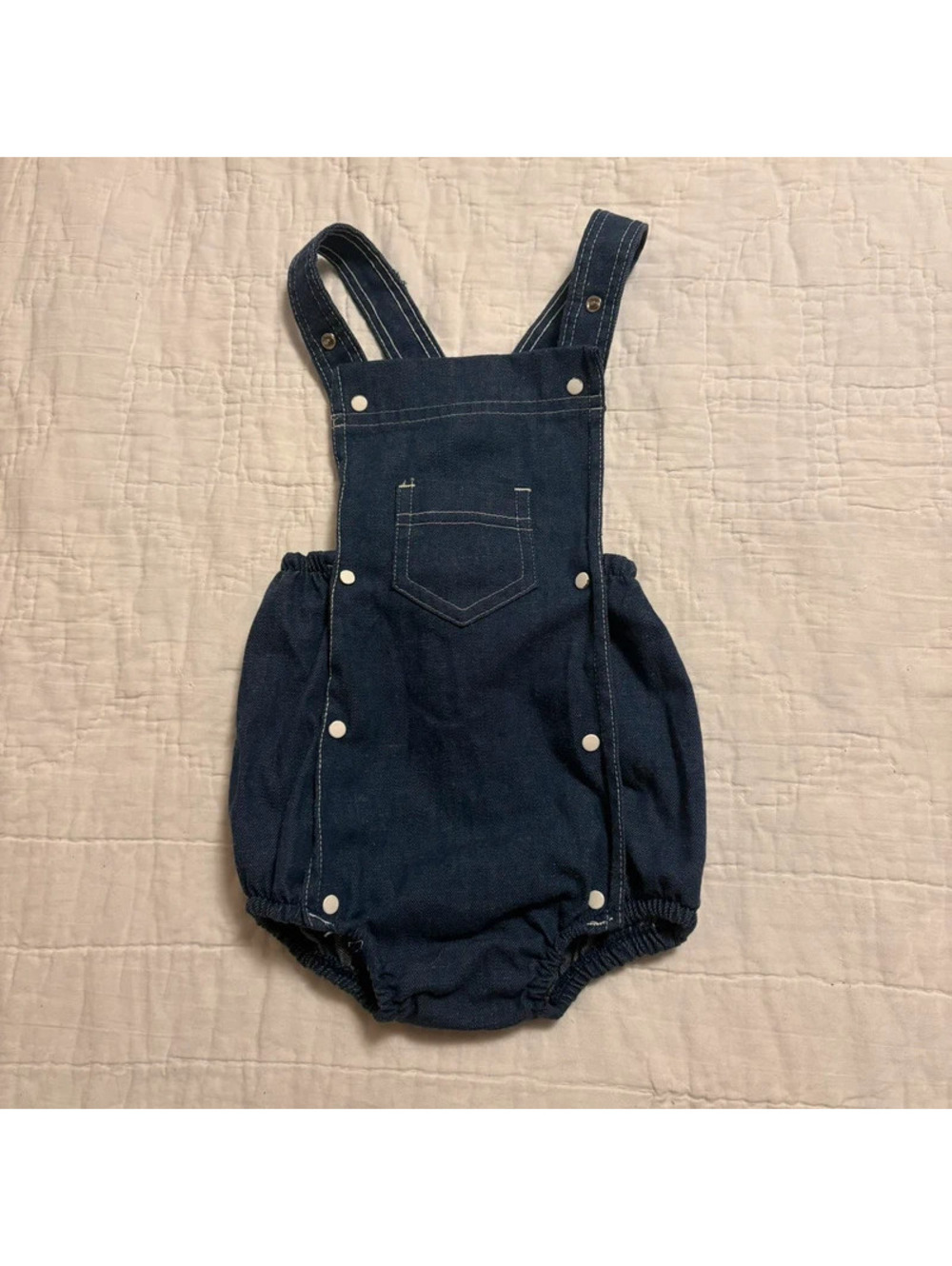 Vintage Carter’s Denim Romper Overalls Made in USA Blue 24M